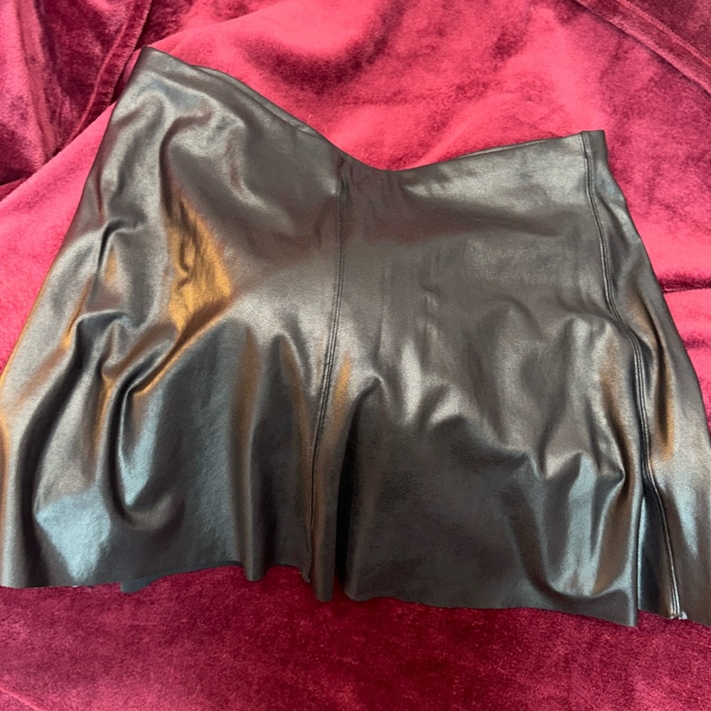 Black Pleather Stretchy Spanx Skirt